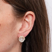 Orecchini in Metallo Lobo Tondo Oro Piccolo Strass