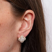 Orecchini in Metallo Lobo Fiore Oro Strass