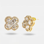 Orecchini in Metallo Lobo Fiore Oro Strass - BYSIMON gioielli