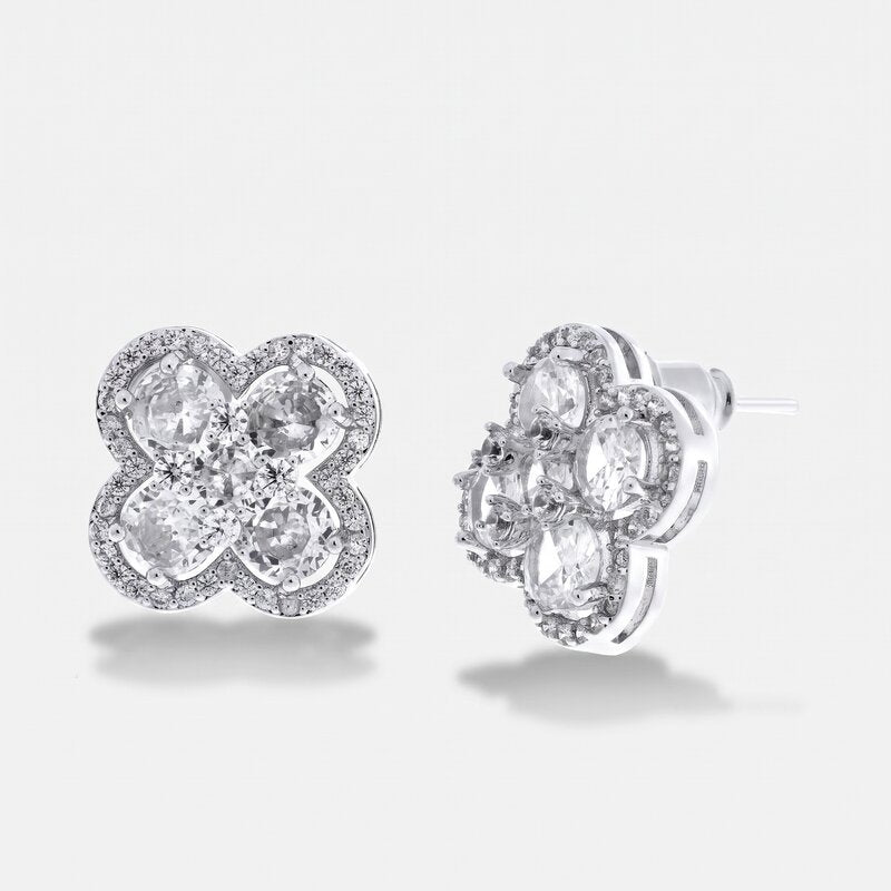 Orecchini in Metallo Lobo Piccolo Argento Strass - BYSIMON gioielli