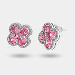 Orecchini in Metallo Lobo Fiore Rosa Piccolo Strass - BYSIMON gioielli