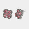Orecchini in Metallo Lobo Fiore Rosa Piccolo Strass