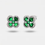 Orecchini in Metallo Lobo Quadrifoglio Verde Strass - BYSIMON gioielli