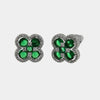 Orecchini in Metallo Lobo Quadrifoglio Verde Strass