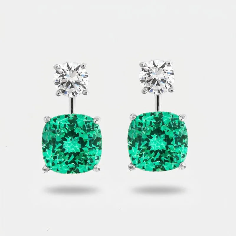 Orecchini in Metallo doppio zircone verde acqua