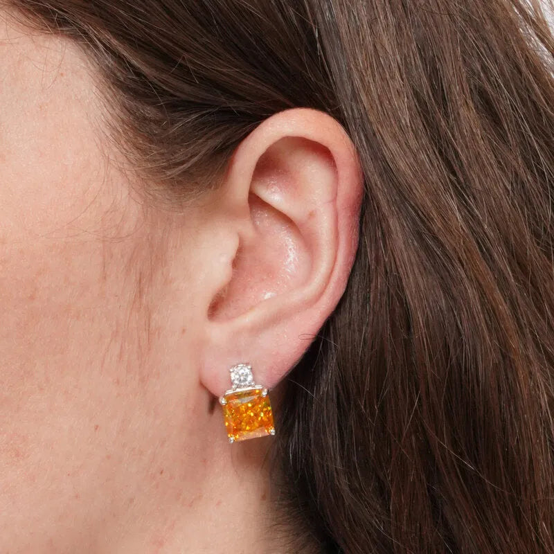 Orecchini in Metallo con zircone centrale giallo