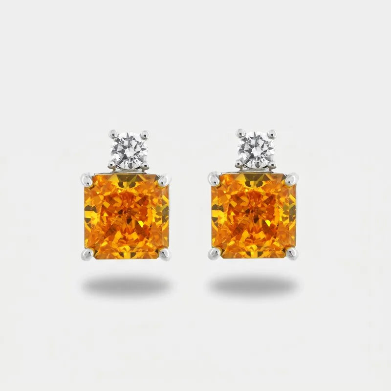 Orecchini in Metallo con zircone centrale giallo