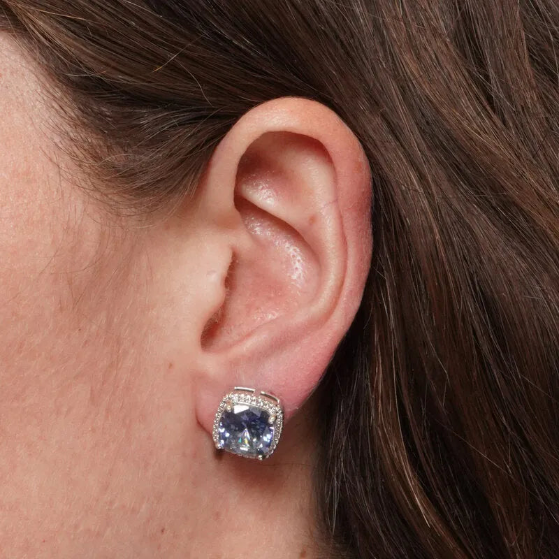 Orecchini in Metallo zircone quadrato blu ghiaccio