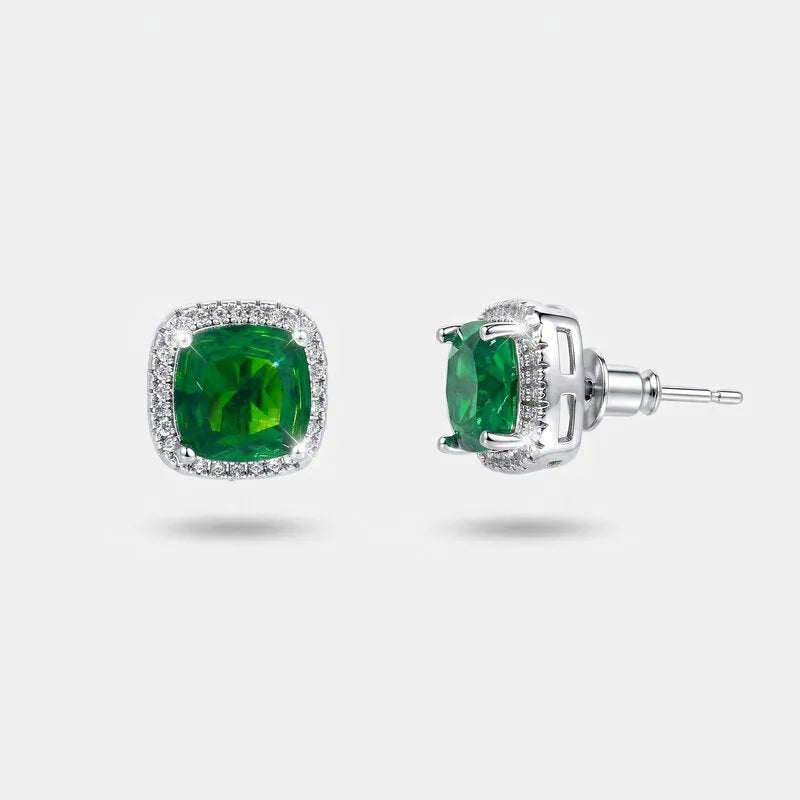 Orecchini in Metallo a lobo zircone verde - BYSIMON gioielli