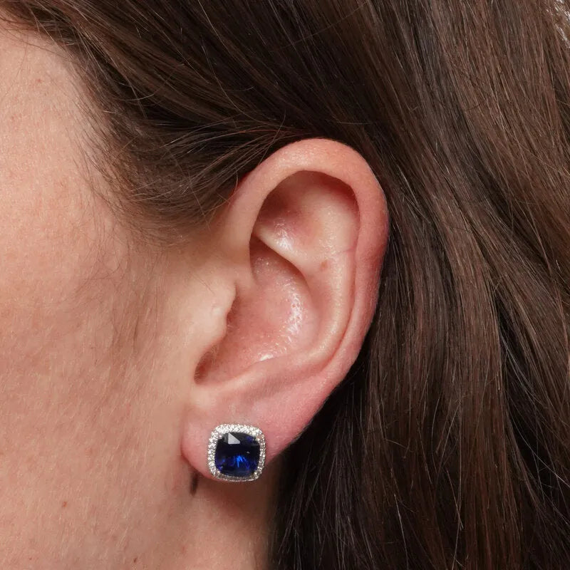 Orecchini in Metallo a lobo zircone blu