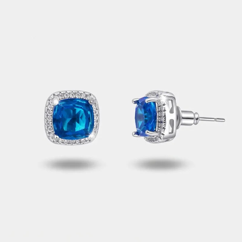Orecchini in Metallo a lobo zircone blu - BYSIMON gioielli