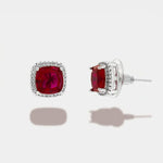 Orecchini in Metallo a lobo zircone rosso - BYSIMON gioielli