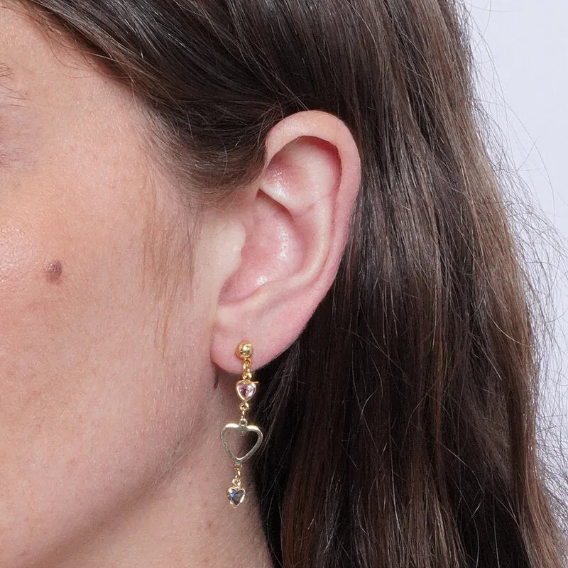 Orecchini in Metallo pendenti con cuori forati