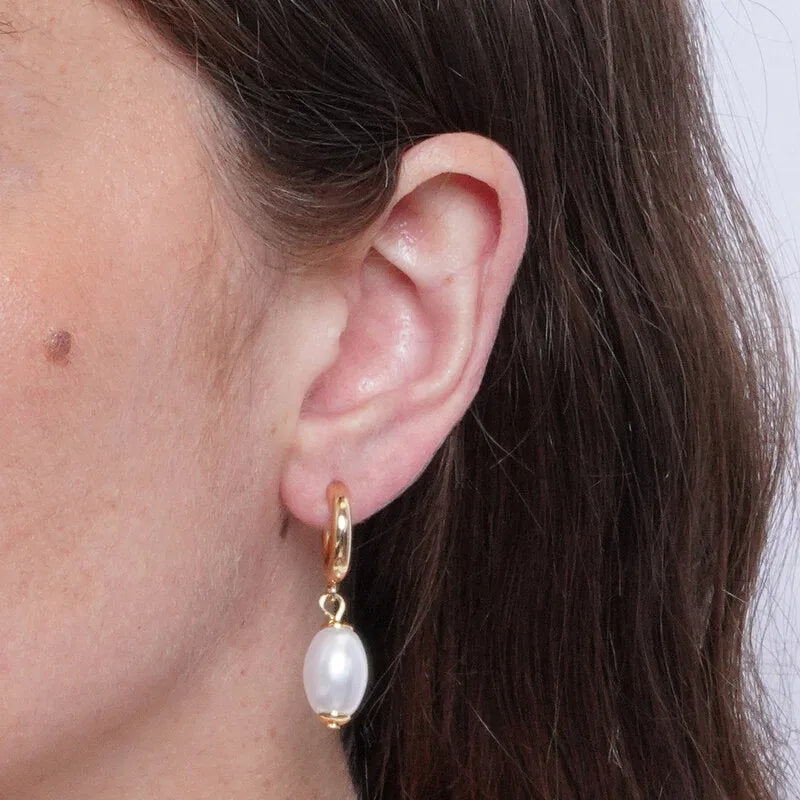 Orecchini in Metallo cerchietto con perle