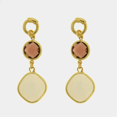 Orecchini in Metallo cristalli bianchi e marroni