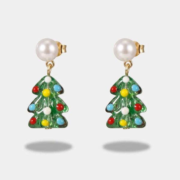 Orecchini in Metallo albero di Natale art glass