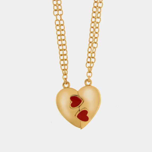 Set in Metallo collana magnetico a forma di cuore con cuore rosso - BYSIMON gioielli