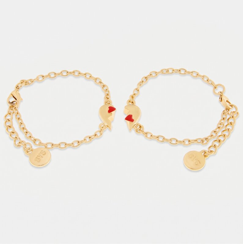Set in Metallo bracciale magnetico a forma di cuore con cuore rosso - BYSIMON gioielli