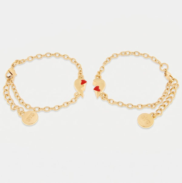 Set in Metallo bracciale magnetico a forma di cuore con cuore rosso - BYSIMON gioielli