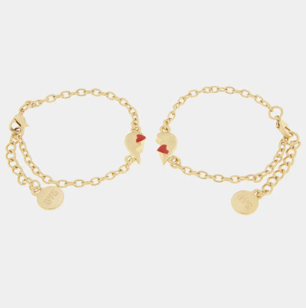 Set in Metallo bracciale magnetico a forma di cuore con cuore rosso - BYSIMON gioielli
