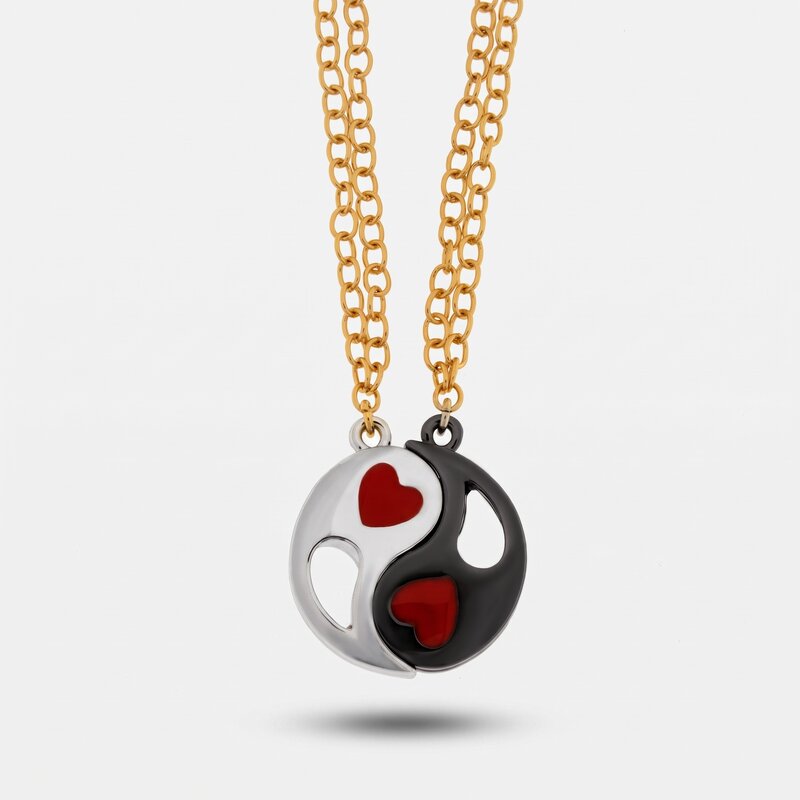Set in Metallo collana magnetica a forma di ying yang - BYSIMON gioielli