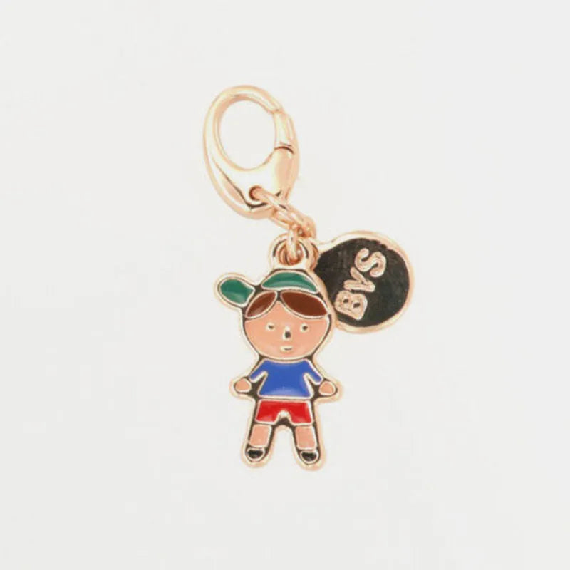 Child metal pendant embellished with colored enamels