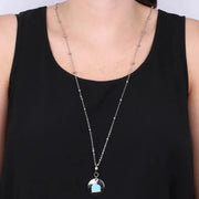 Ciondolo in Metallo a medaglione con simbolo campana in smalto turchese