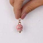Ciondolo in Metallo campanella smalto rosa con cristalli bianchi - BYSIMON gioielli