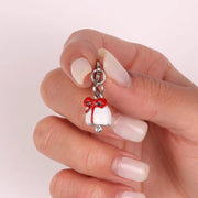 Ciondolo in Metallo campanella portafortuna natalizia con fiocco rosso