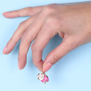 Ciondolo in Metallo con campanella portafortuna smaltata, trama sole e stelle, impreziosita da cristalli