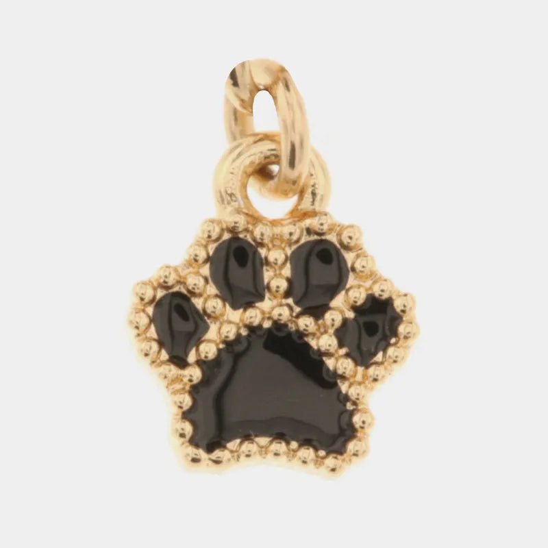Metal paw pendant embellished with colored enamels