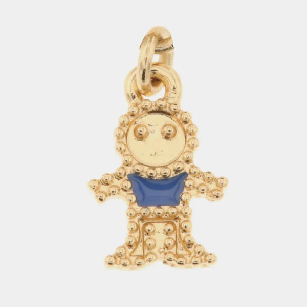 Child metal pendant embellished with colored enamels
