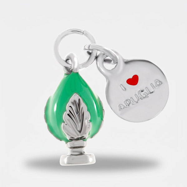 Ciondolo in Metallo con pumo verde acqua - BYSIMON gioielli
