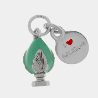 Ciondolo in Metallo con pumo verde acqua - BYSIMON gioielli