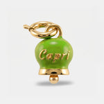 Ciondolo in Metallo con campanella verde scritta capri
