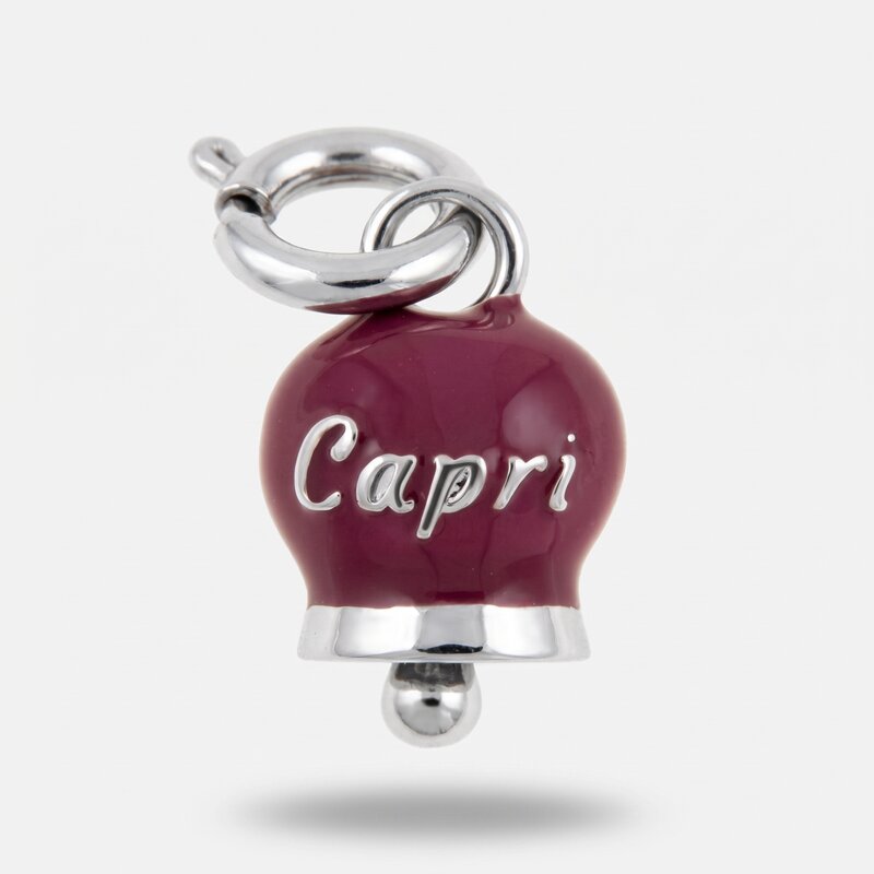 Ciondolo in Metallo con campanella viola scritta capri