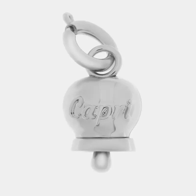 Ciondolo in Metallo con campanella argento scritta capri