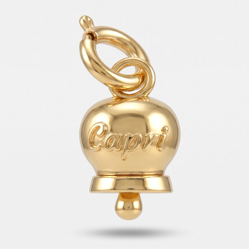 Ciondolo in Metallo con campanella gold scritta capri