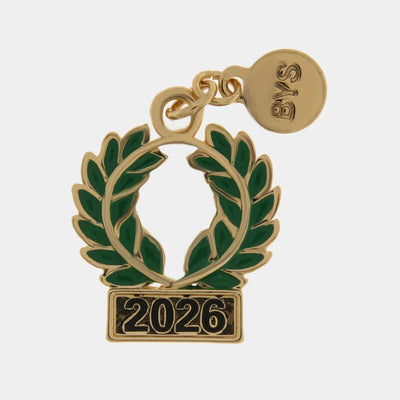 Laurel Wreath Shaped 2026 Graduation Souvenir Pendant in Plated Metal.