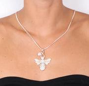 Collana in Metallo con ape pendente e cristalli