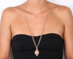 Collana in Metallo catena multifilo con grande campana pendente colorata - BYSIMON gioielli