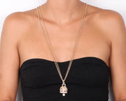 Collana in Metallo catena multifilo con grande campana pendente colorata