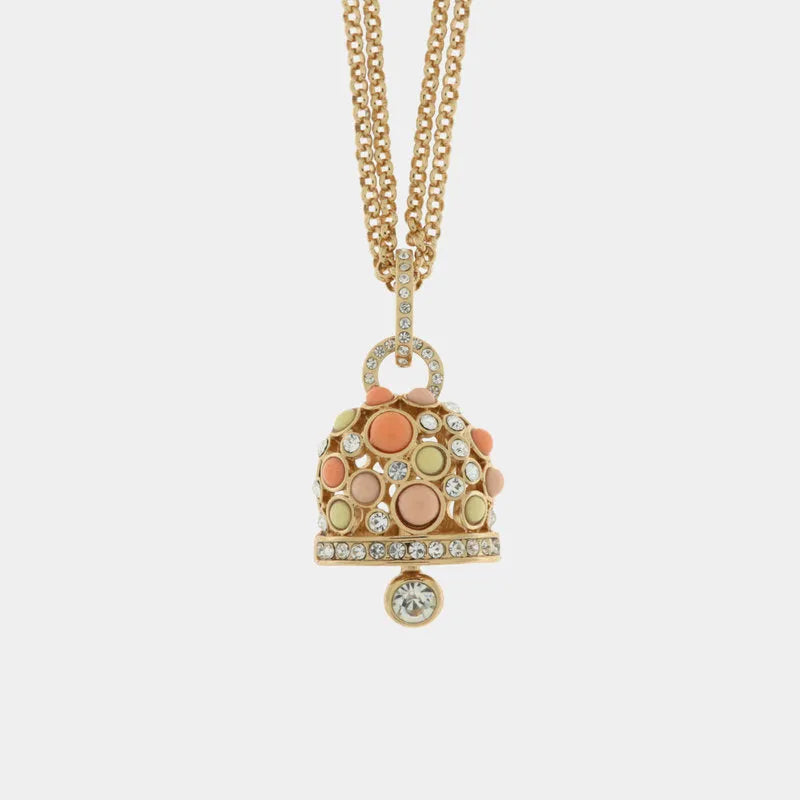 Collana in Metallo catena multifilo con grande campana pendente colorata - BYSIMON gioielli
