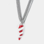 Collana in Metallo multifili con corno pendente in smalto bianco e rosso AMONAPOLI - gioiello BySimon