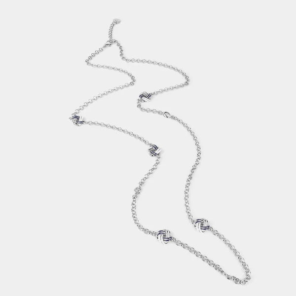 Collana in Metallo con nodi in smalto bianco e blu
