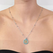 Collana in Metallo con ruota carretto siciliano impreziosito da smalti colorati