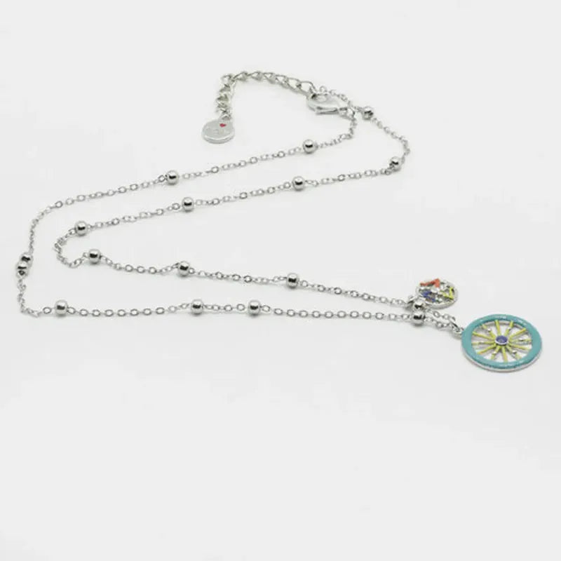 Collana in Metallo con ruota carretto siciliano impreziosito da smalti colorati