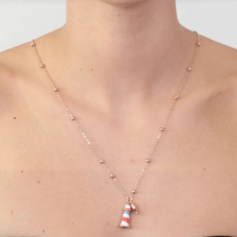 Collana in Metallo con faro pendente impreziosito da smalti colorati - BYSIMON gioielli