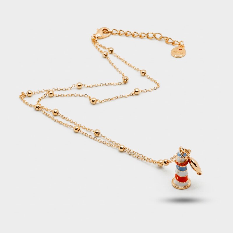 Collana in Metallo con faro pendente impreziosito da smalti colorati - BYSIMON gioielli