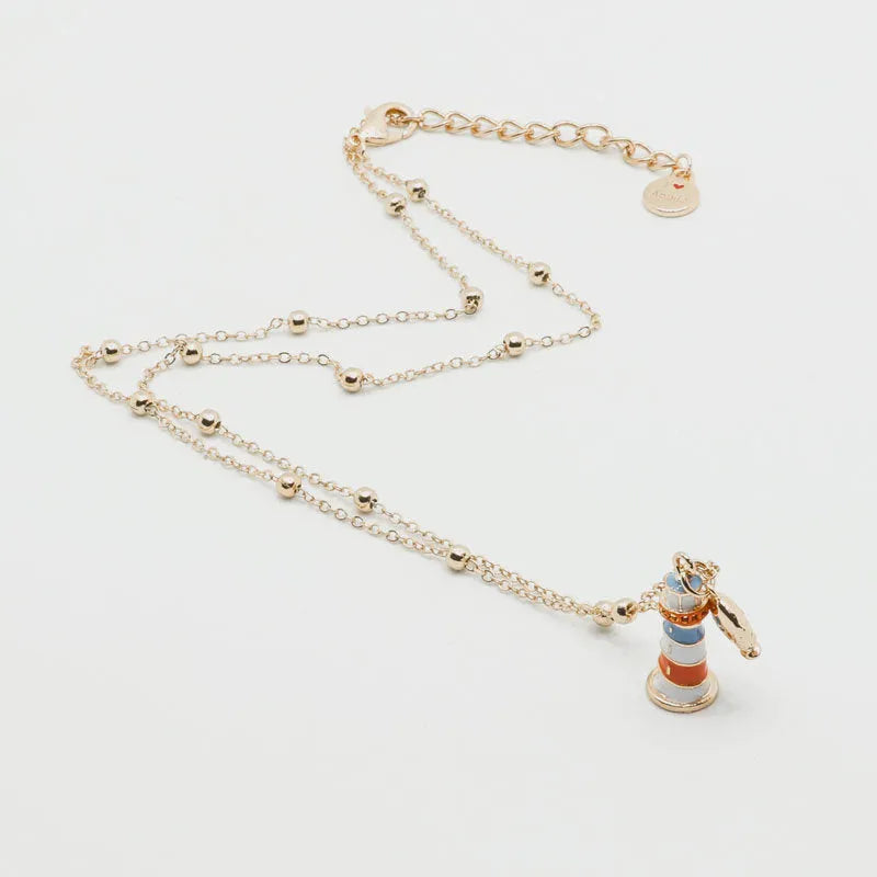Collana in Metallo con faro pendente impreziosito da smalti colorati - BYSIMON gioielli